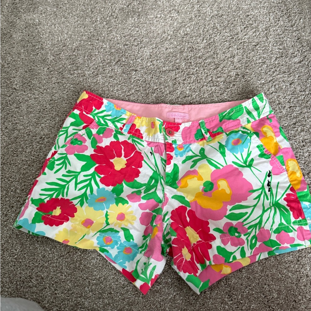 Lilly Pulitzer Pink and Green Floral Shorts